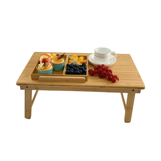 Addreeen Bed Reading Table Stand Tray Laptop Table Folding Adjustable Portable Bamboo Wood Netbook Laptop Desk Stand