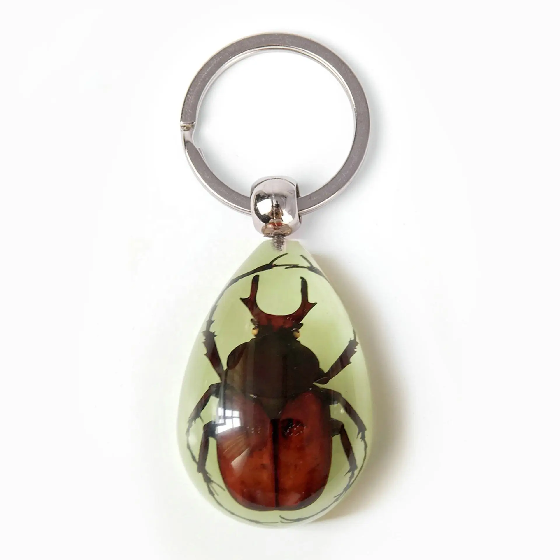 Pure handmade resin drop glue luminous scorpion scarab halloween gift real insect amber specimen keychain