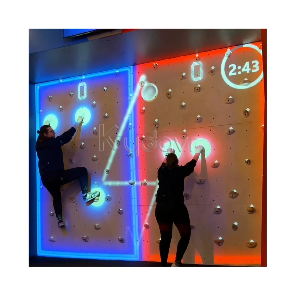 Indoor interactive competitive push button physically challenging activate sport city climbing games for children