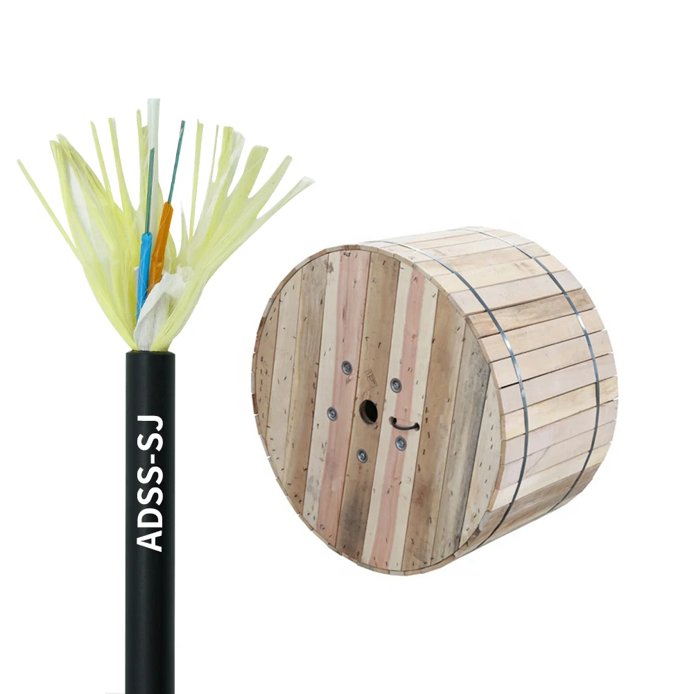 ADSS-144F-100M Span Aerial Fiber Optical Cable PE Jacket FTTH ADSS 144 Core SM Fiber Optic Cable FTTH ADSS