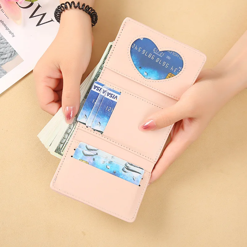 Korean Girl PU Leather Cheap Wallet Student Lovely Elegant Ladies Short Wallets