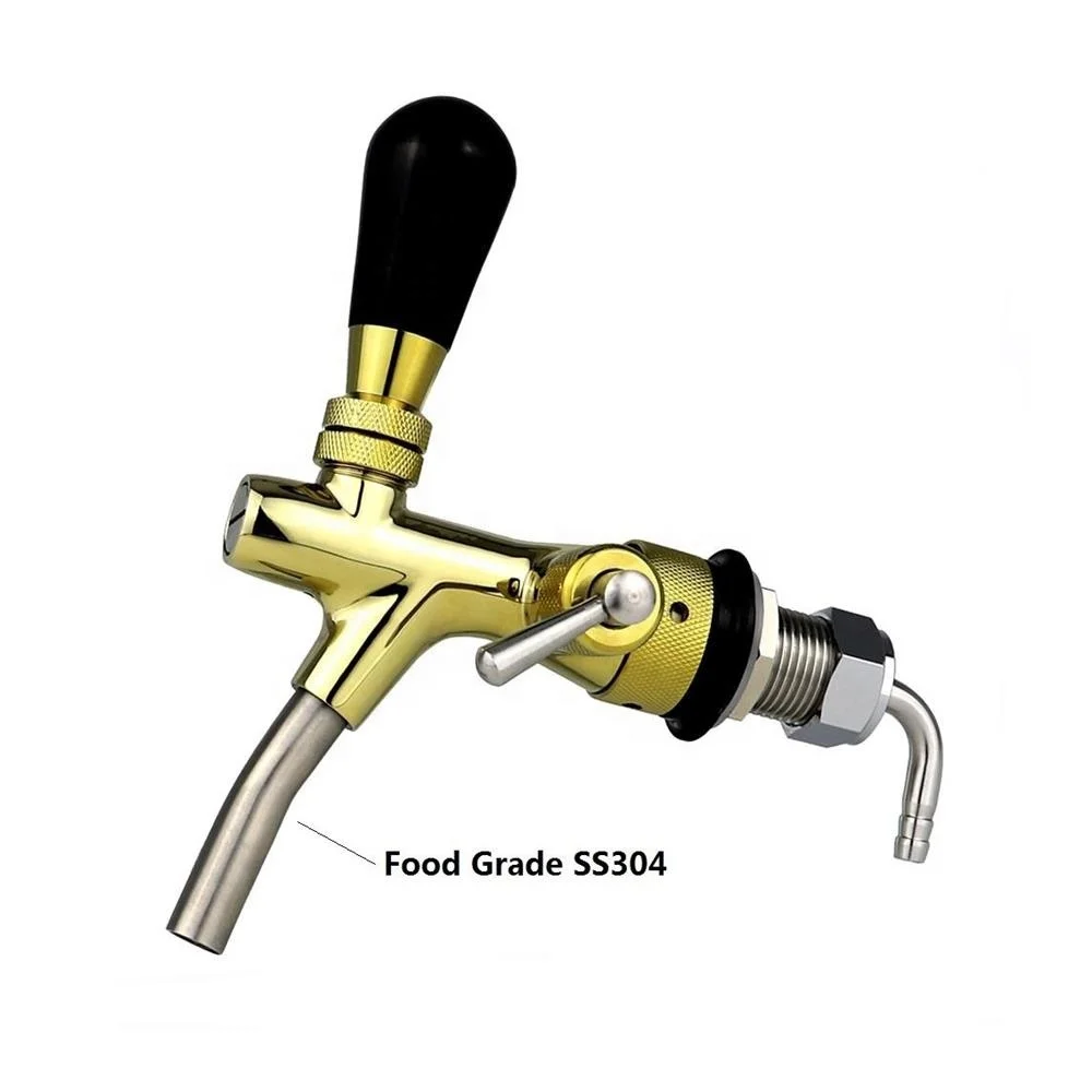 Automatic Bar homebrew Equipment stainless steel adjustable flow control PVD Beer tap Faucet For Beer Dispenser
