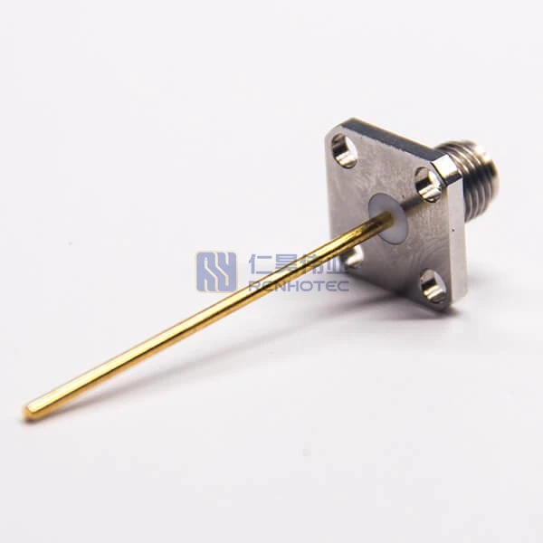 180 Degree Solder Female RF Coaxial Connector SMA 4 Hole Flange Mount