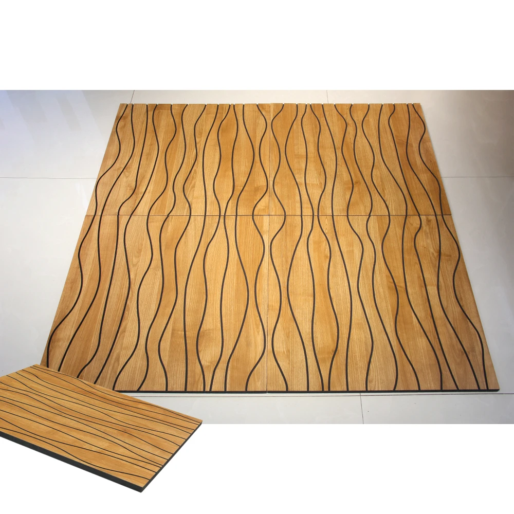 Luxury Rattan Texture Solid Wood Board Cladding Indoor WPC Puzzle Wall Panel for Home bar