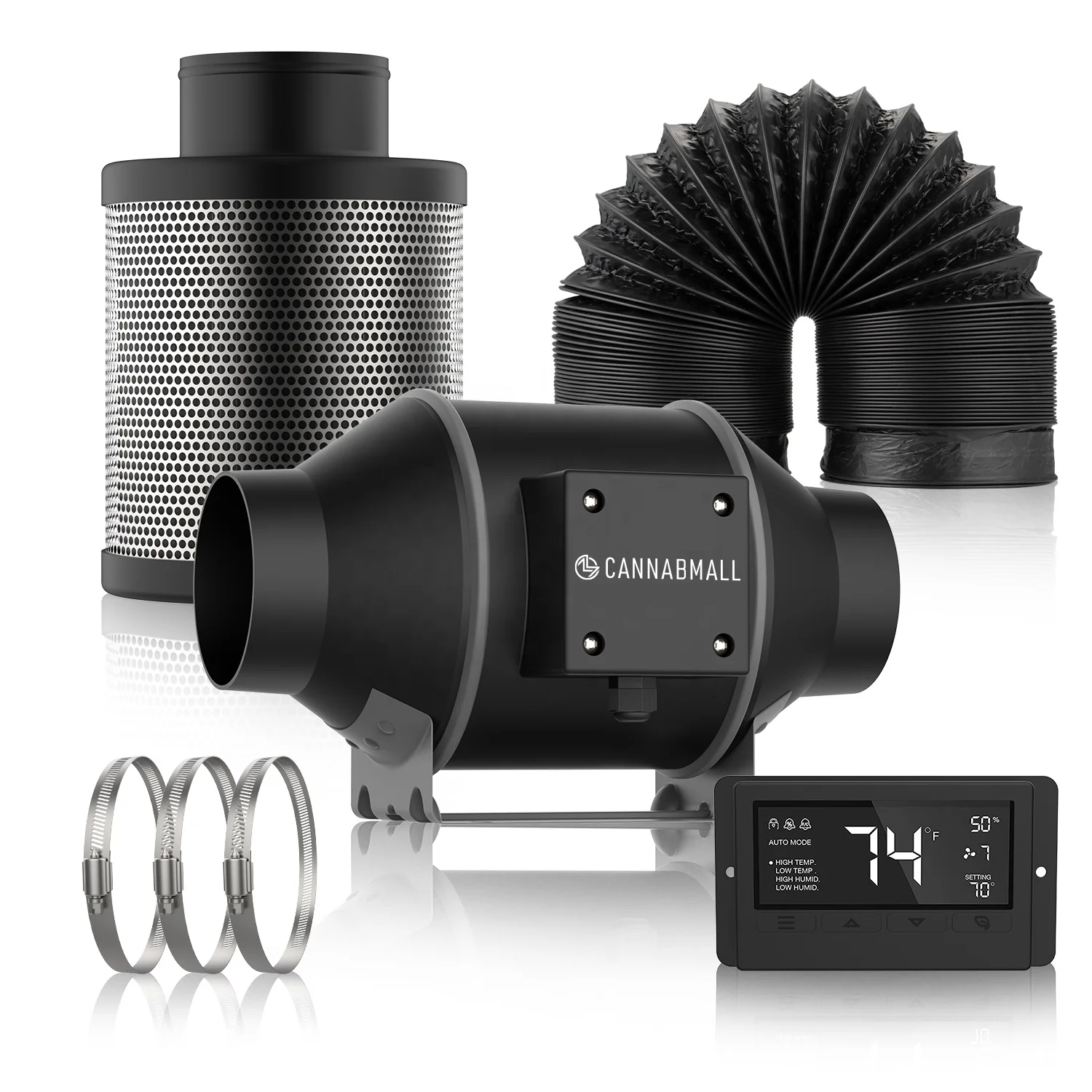 Cannabmall 6 дюймов фильтра с активированным углем 350 CFM AC100-240V рядный канальный вентилятор с контроллер температуры и влажности кухонные наборы