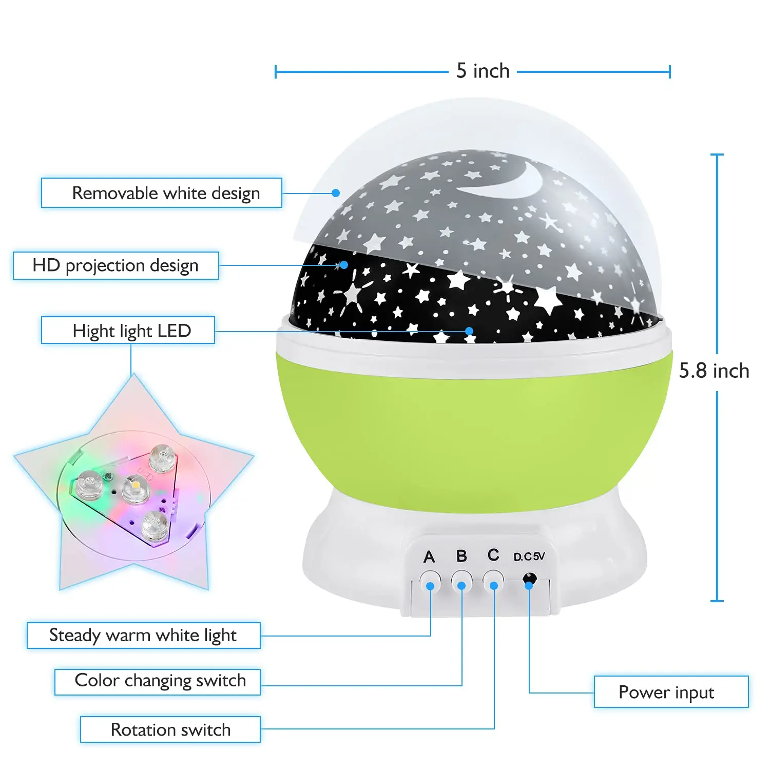 TIANHUA Wireless Star Smart mini 3d Baby Moon galaxy Star led Night light projector For Kids Children Product