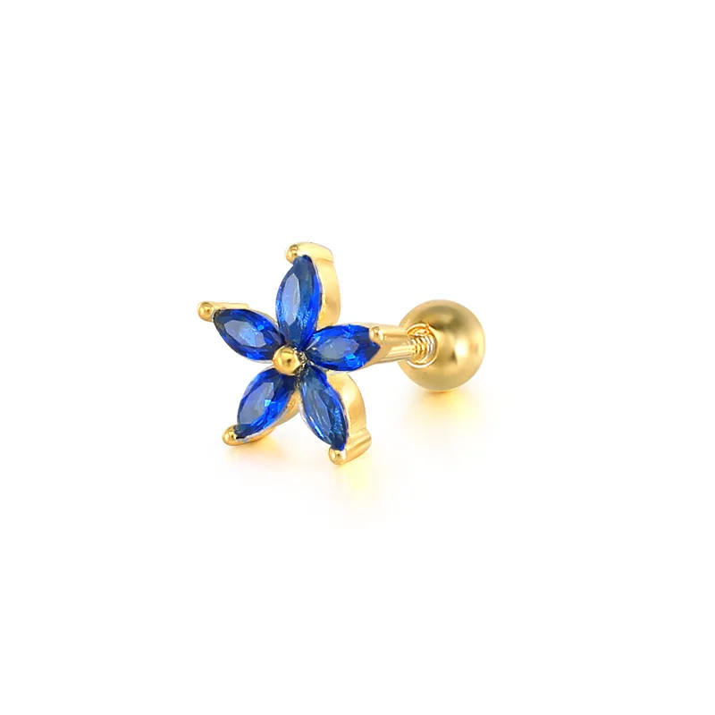 High Quality Petal Flower Piercing Thread Stud Earrings Colorful Statement Earrings