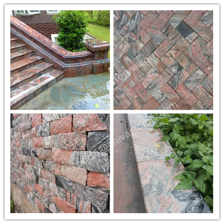 New Design Natural Juparana Red Light Granite for Wash Basin Sinks Tops Paver Wall Floor Stone Slabs Tile