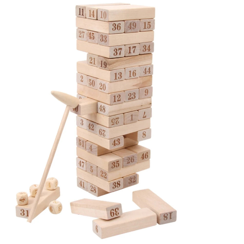 Wooden Building Block Sets Game Keep Balance Set for Kids and Adults Tumbling Tower
