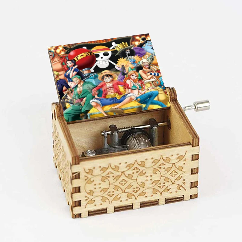 China Factory Lower Price Hot New Luffy Gaming Music Box Anime Nami Zoro Laser Engraved Hand Crank Music Box with Custom Music