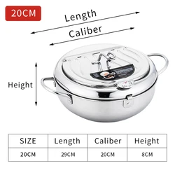 Drop shipping Japanese Tempura Fryer pot Home use Deep Oil Strainer Pot With Oil Filter&Thermometer Stainless Steel Frying Pan