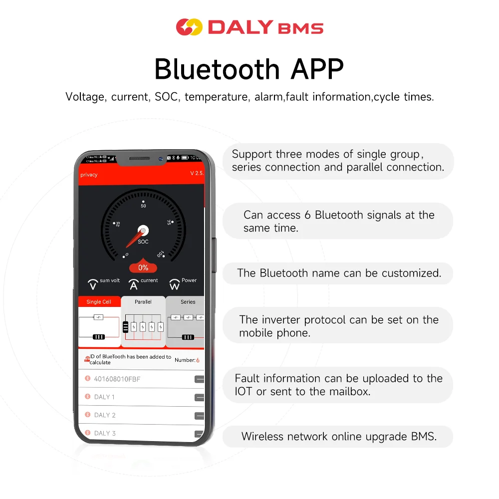 Smart Home Energy Storage Lithium Battery Management System Uart/Rs485/Can Bt 200A 250A 400A 500A Lifepo4 4S 12V Bms 300A