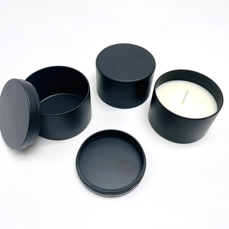 Novel round candle can white black candle tin box thickness 0.23mm accepts customization