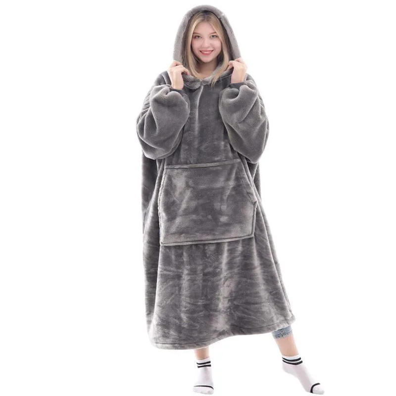Sherpa Blanket Custom Wearable Adults Oversize Hoodie Blanket Extra Large Big Winter Wholesale Fleece Oversized 100% Polyester