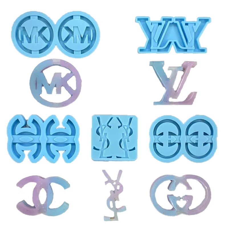 Designer Brand Straw Luxury Fashion Branded Molds molde de resina Luxury Fashion Brand Logo Silicone Straw Topper Resin Mold