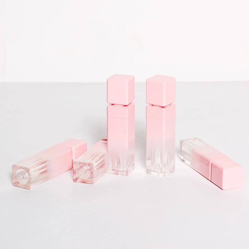square pink lip gloss tube 8ml cosmetic packaging empty tube