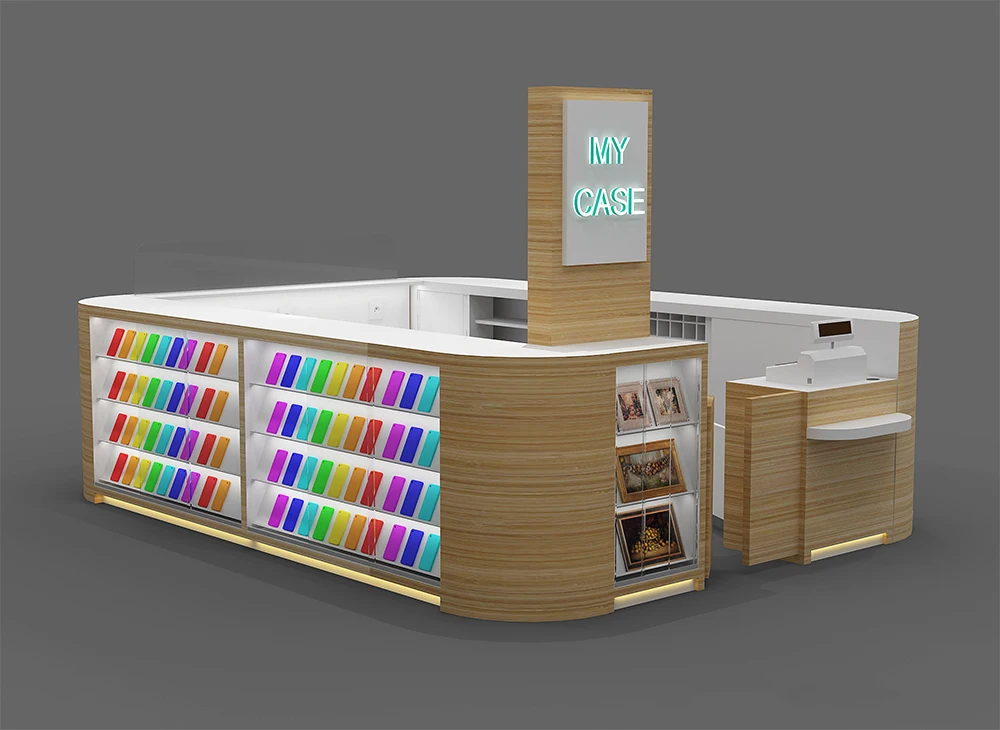 Modern Lighting Decorative Design Counter Showcase Shopping Mall Cellphone Kiosk Mobile Phone Shop Interior Design