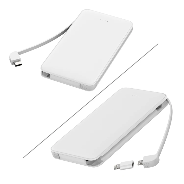 
2019 New! Super Slim built-in Dual cable mobile power bank 10000mah for promotion 