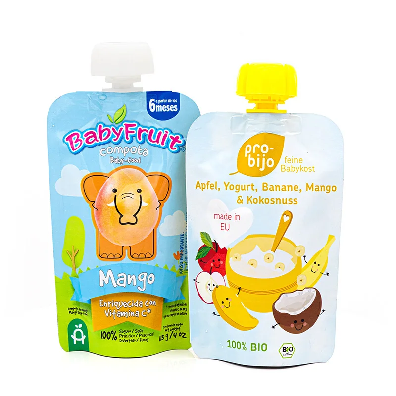 
Baby Food Yogurt Packaging Retort Spout Pouch Food Squeeze Pouch With Cap 
