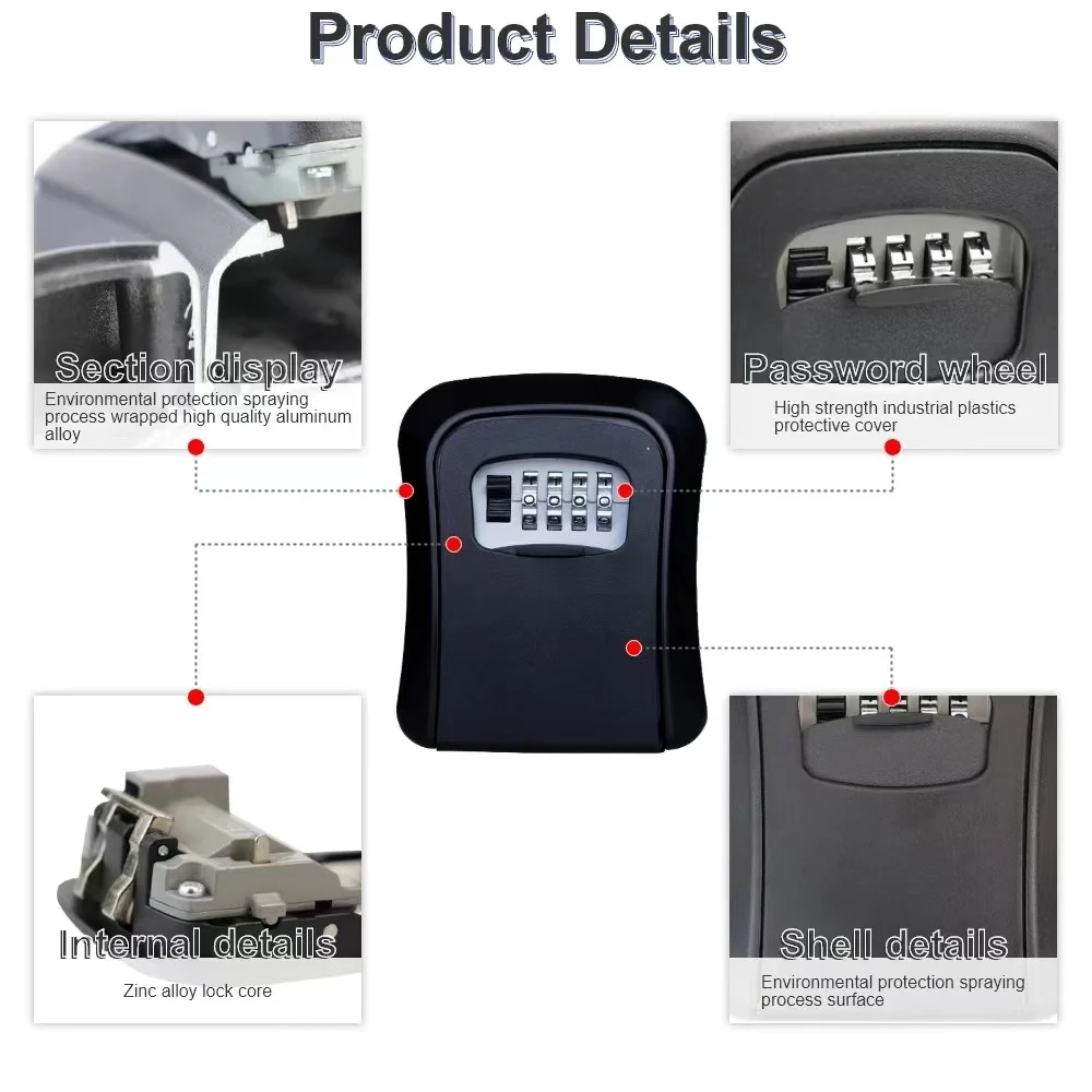 Plastic Wall Mounted 4 digit Code Mount emergency password Key Lock Box Home Storage Key Lock Box