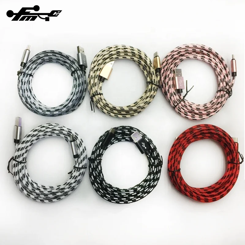 Nylon Fiber Braided Usb Charger Cable 2A Data Cable Wholesale China for Iphone Mobile Phone PVC Zinc Alloy Standard 2.4A 2M FMC