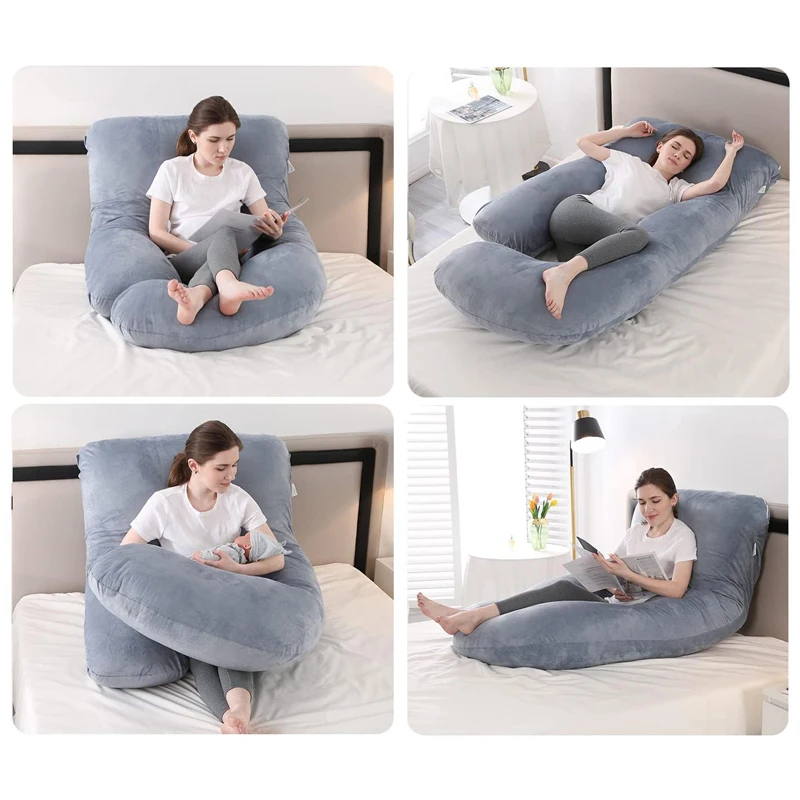 Wholesale Coral Velvet Cover Full Body Pillow Soft Support Pillow for Pregnant Women High Quality J Shape Pregnancy Pillow