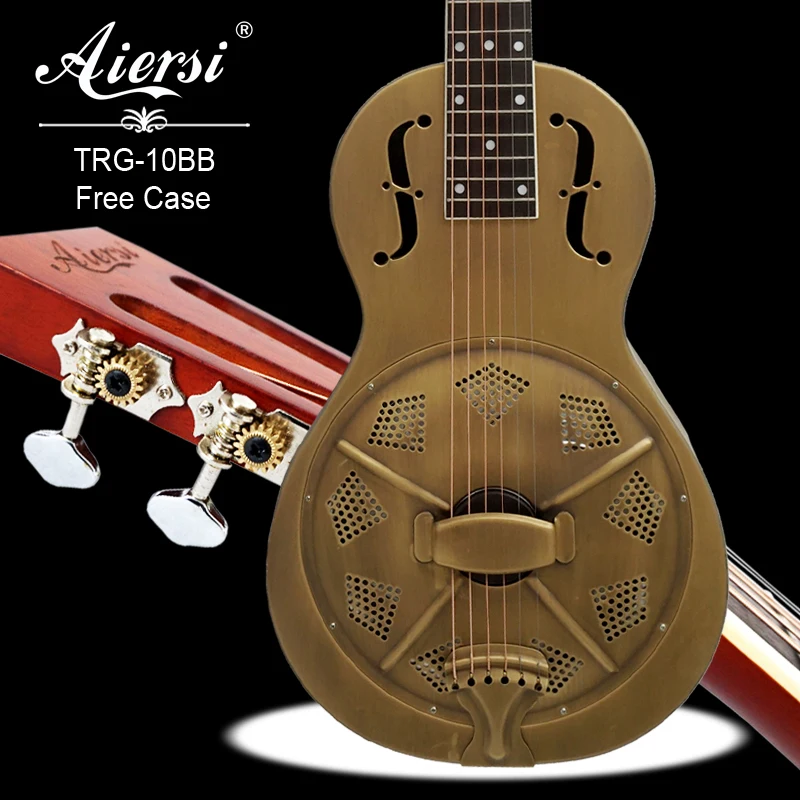 China Aiersi Brand Red Cupper Rust Style O Brass Body Blues Slide Resonator guitar High quality