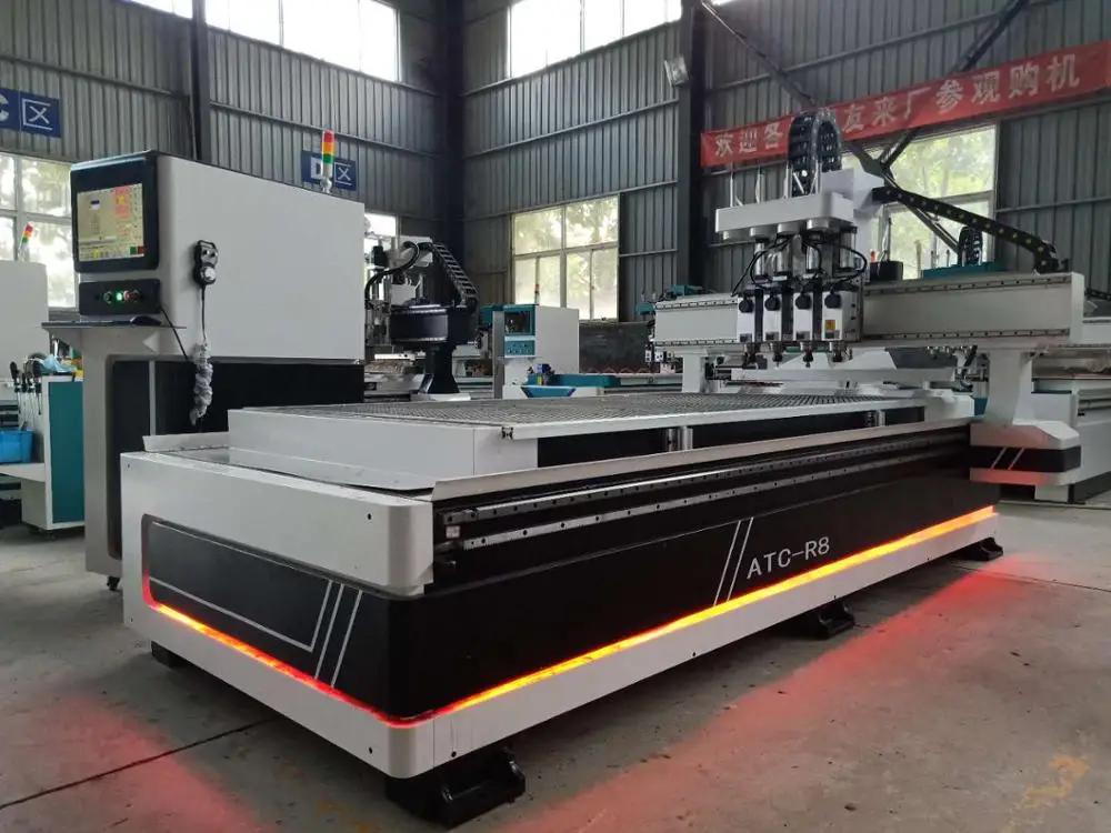 GDZ 9KW BIG POWER SPINDLE LINEAR TOOL MAGAZINE LONGTENG AUTO TOOL CHANGE WOODWORKING MACHINE FOR WOODEN PANEL