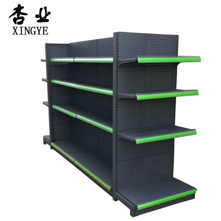 Double-Sided Supermarket Shelves Commercial Super Frosted Gray