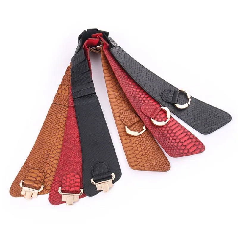 Fashion female alligator prints PU leather shopping belt Popular Alloy buckle elastic Ladies Daily Use belts