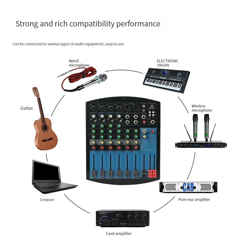TEBO Professional audio mixer audio 4 channels mini mixer 16dsp&48V power home party