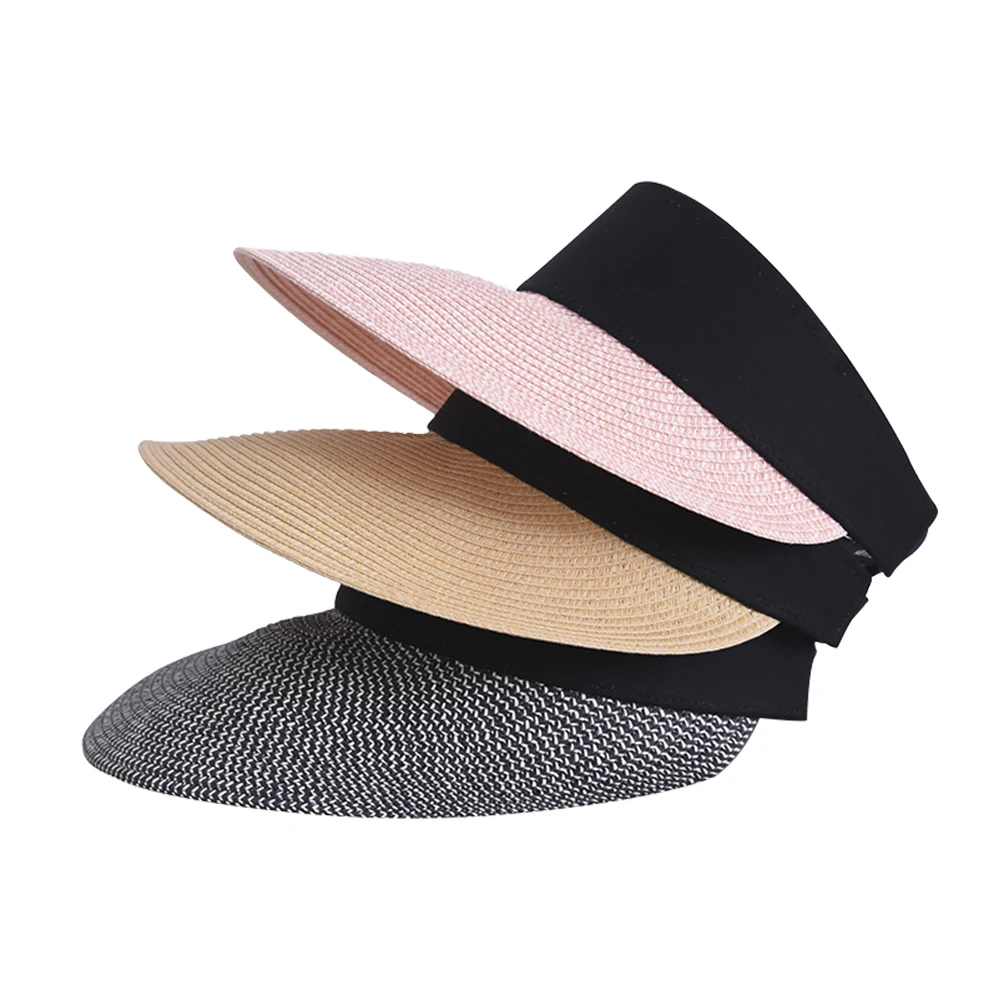 High Quality Wholesale Straw Visor Hat for Unisex Adults Customizable Fabric Band Paper Crown with Ribbon & Rope Women Fishing