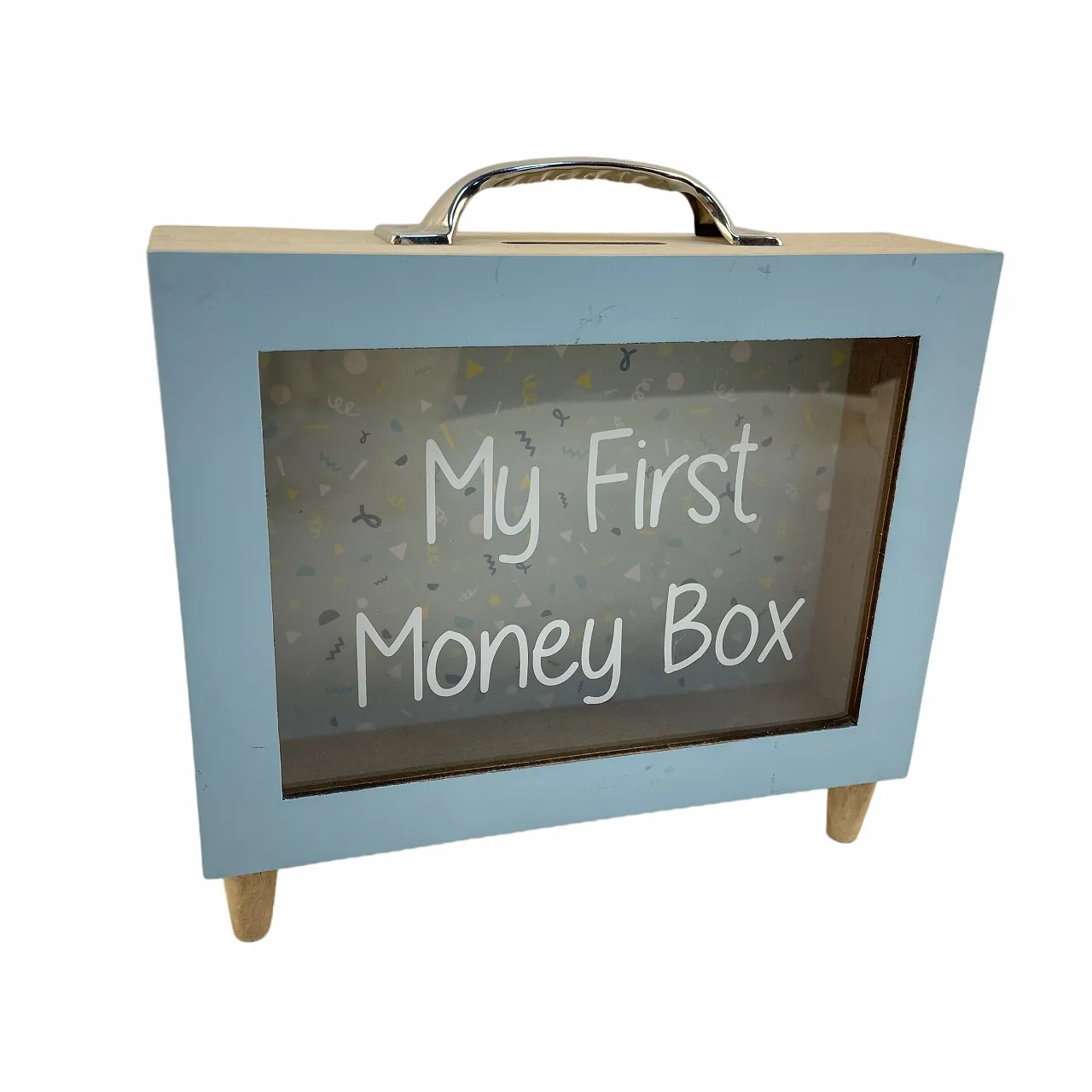 Wooden Transparent Money Can Coin Saving Box Piggy Bank Storage