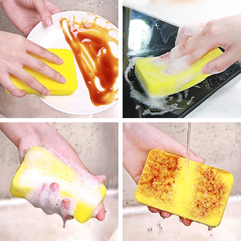 wholesale wood pulp Cellulose sponges eco-friendly biodegradable dish washing cleaning honey comb soft sponge for kitchen