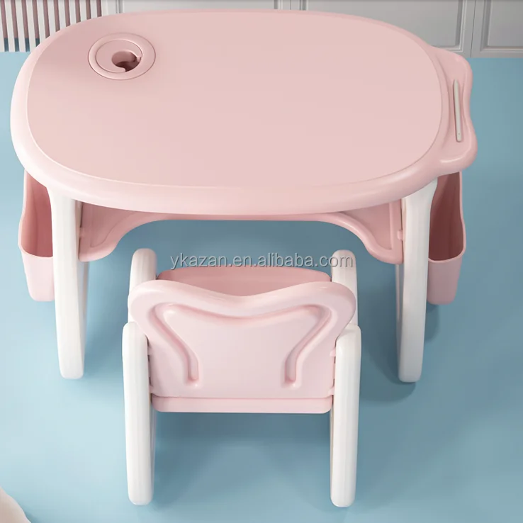 Красочные пластиковые наборы мебели для малышей и детского сада, стол для дошкольников и Набор стульев