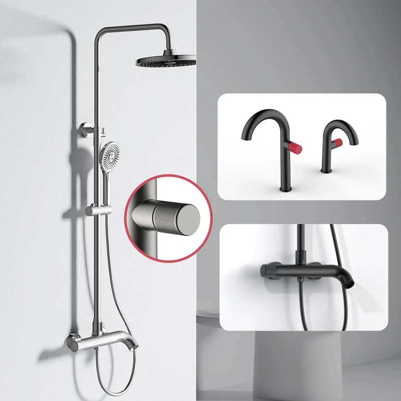 Luxury Brass Bathroom Shower Set Hotel Bath Mixer Faucet Rainfall Shower System Bathroom Kit Modern Design