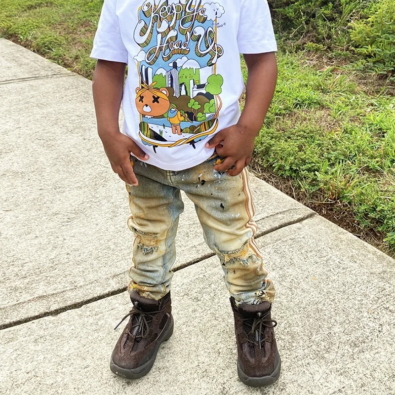 Boutique Store For Kids Jeans Paint 1-14 Years Old Boys Clothes Denim Jeans