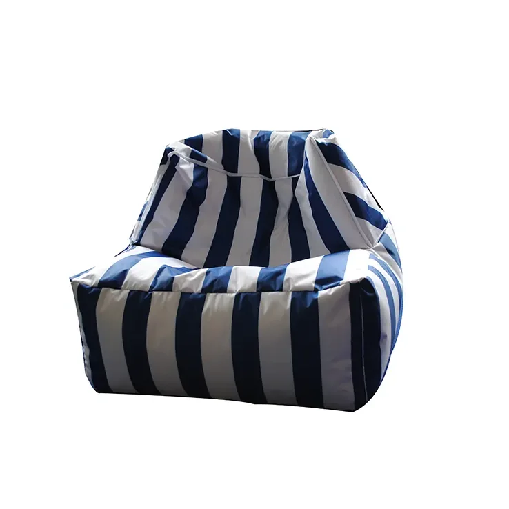 Blue White Stripes Comfort Beanbag Sofa Memory Foam Cum Bed Bean Bag Sitzsack Waterproof Bean Bag