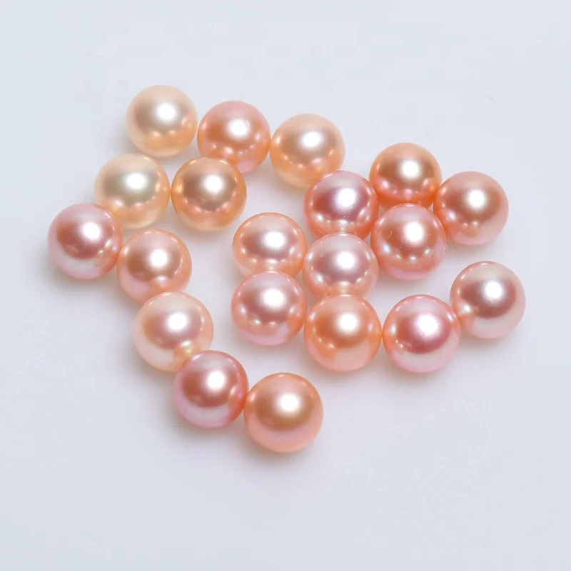 Wholesale 3A natural Freshwater Pearl Big Size pink/white/purple 8mm-10.5mm Round Shape Freshwater Pearl