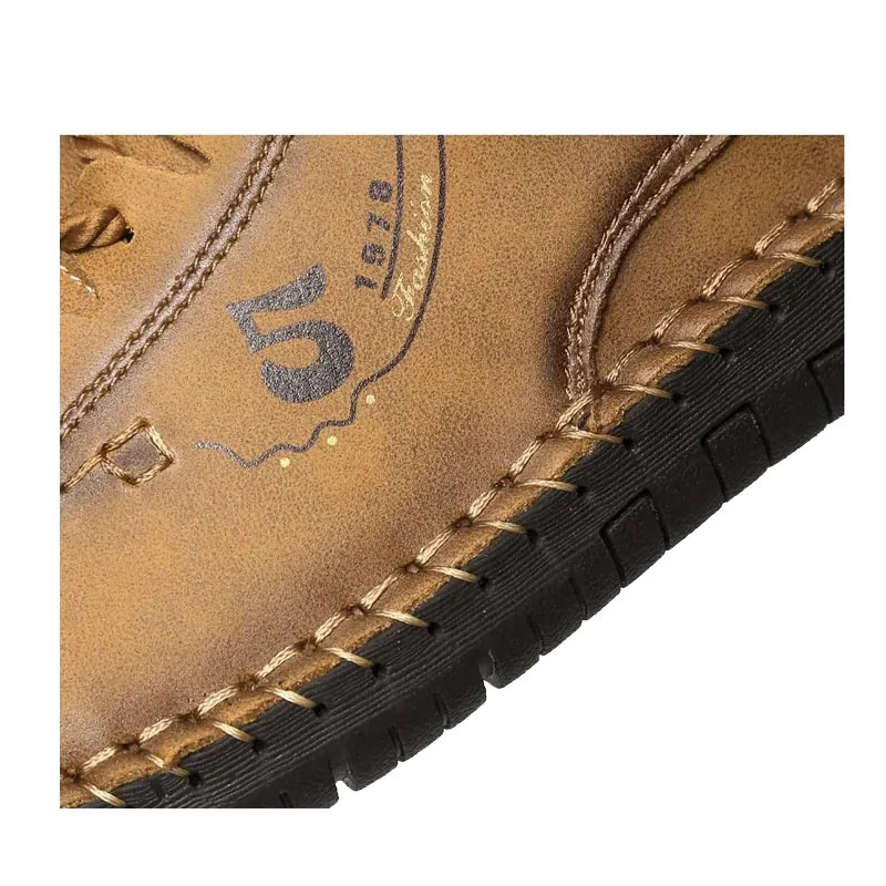 dropshipping leather casual shoes light weight loafer driving OEM lace up boat anti slip walking shoes big size hiking men shoes