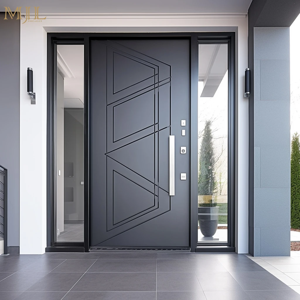 OEM double wrought iron front doors main entrance double security doors exterior entrance stainless steel and iron security door