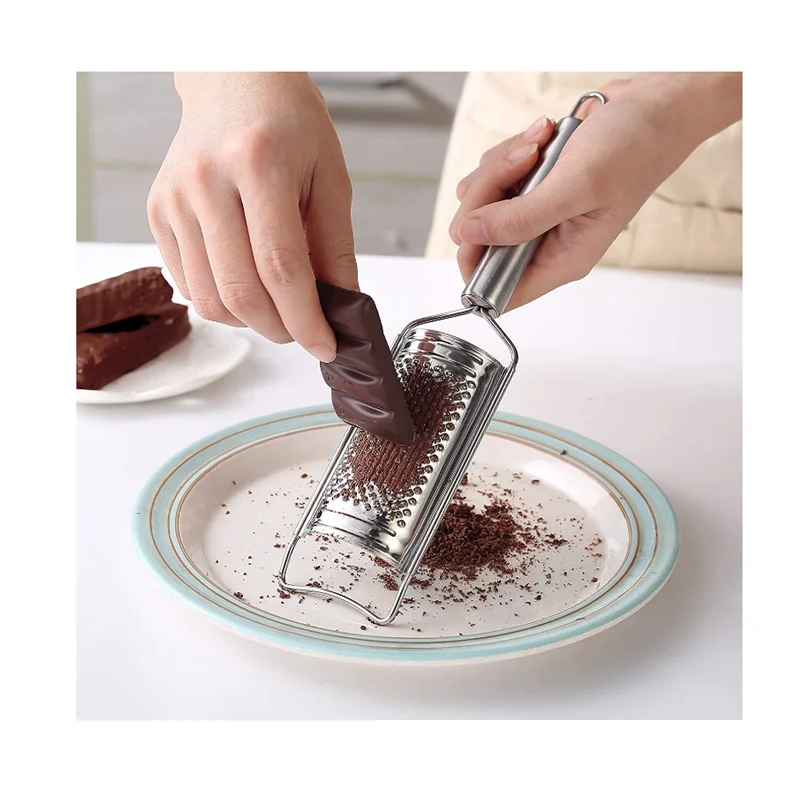 Stainless steel grater for cheese with wood  multi-purpose cheese grater  for chocolate butter  nut &ginger