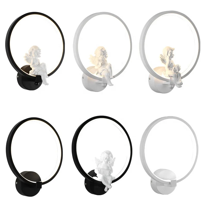 New Hot Sale Modern Creative Fancy Led Wall Light Art Round Angel Light Living Room Bedroom Ceiling Lamp LED Indoor Wall Lamp