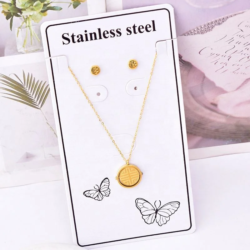 Fine Fashion Jewelry Set Women 18K Gold Stainless Steel Tassel Pearl Pendant Heart Necklace And Earrings Set For Gift