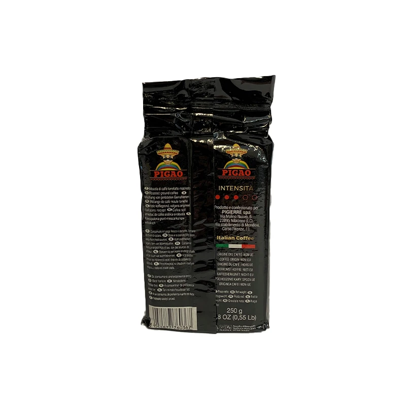 Premium Quality Made in Italy PIGAO ROASTED GROUND COFFEE 250gr bag robusta quality Ready For Export