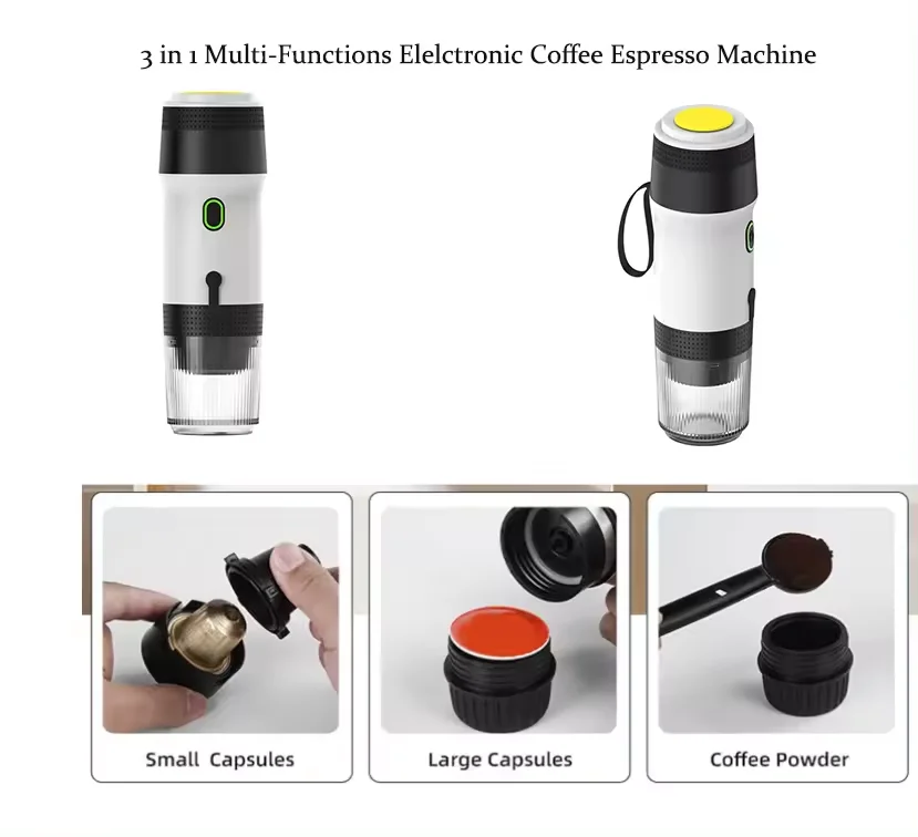 Fully automatic Car cold hot brew espresso portable heating coffee maker machine outside espresso capsule coffee portable maker
