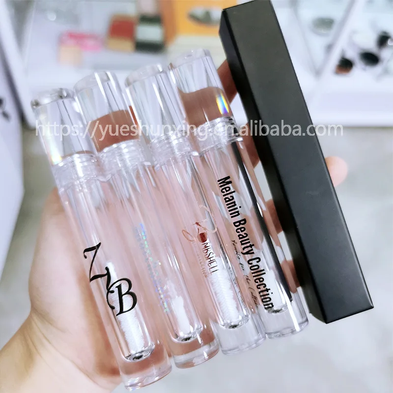 2.5ml 4ml 5ml 6ml Hot selling transparent petg lip gloss tube luxury round square hexagon clear lip gloss containers tubes