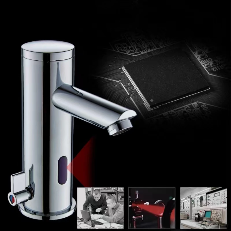 New Non-Contact Water Faucet Brass Chrome Basin Faucets Automatic Sensing Water Mixer In Public Places