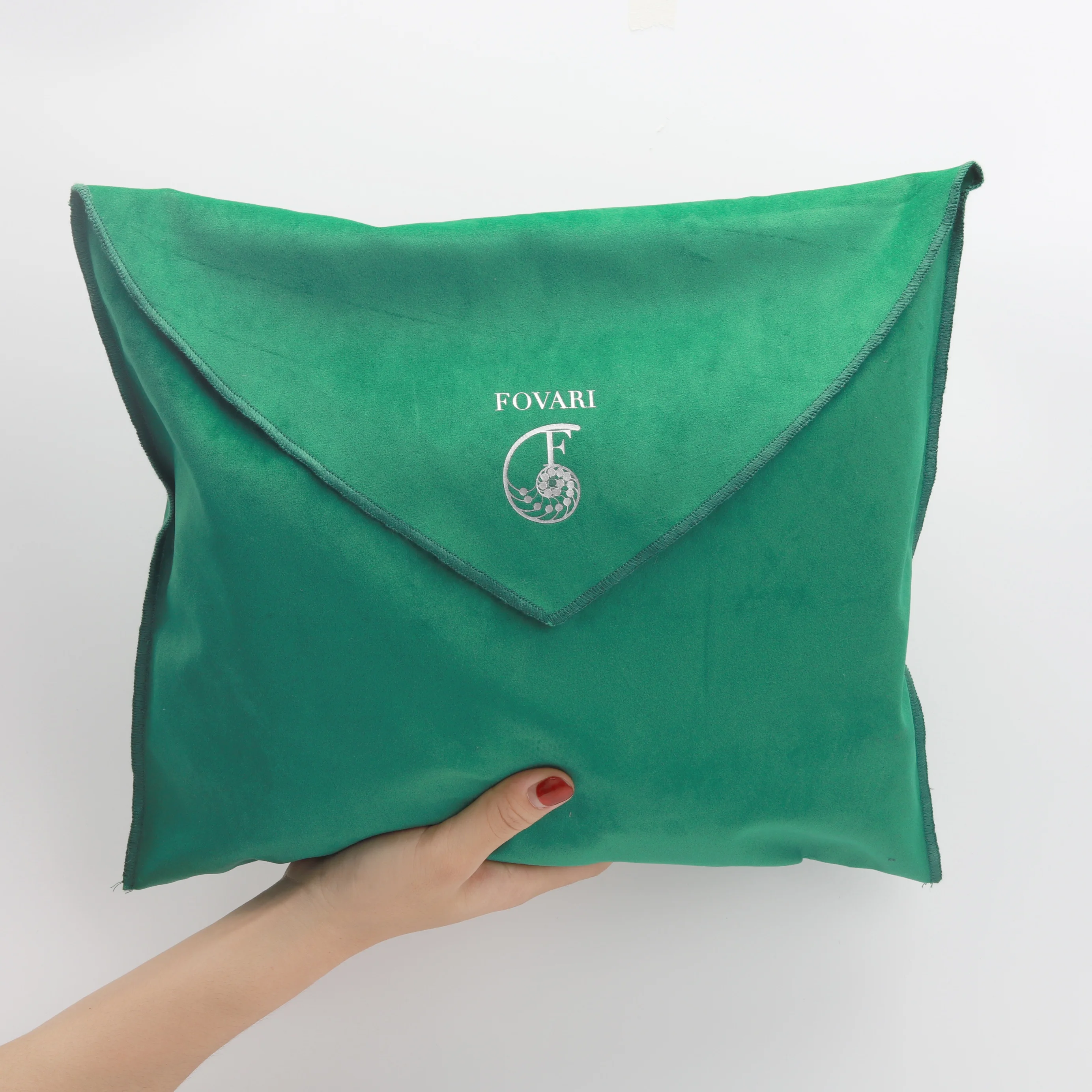 Reusable Faux Suede Envelope shopping Bag With Logos Green Dust Clothes Bags