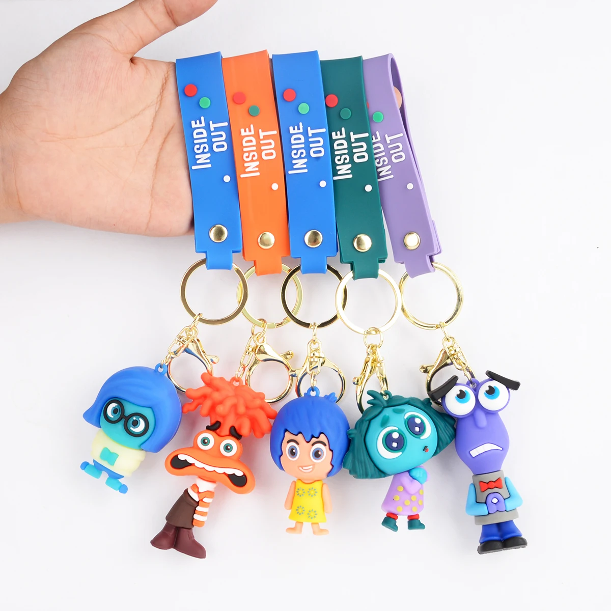 Inside Out 2 Movie Cartoon Style Characters Keychain 3D Doll PVC Soft Rubber Anime Gift Inside Out Keychain